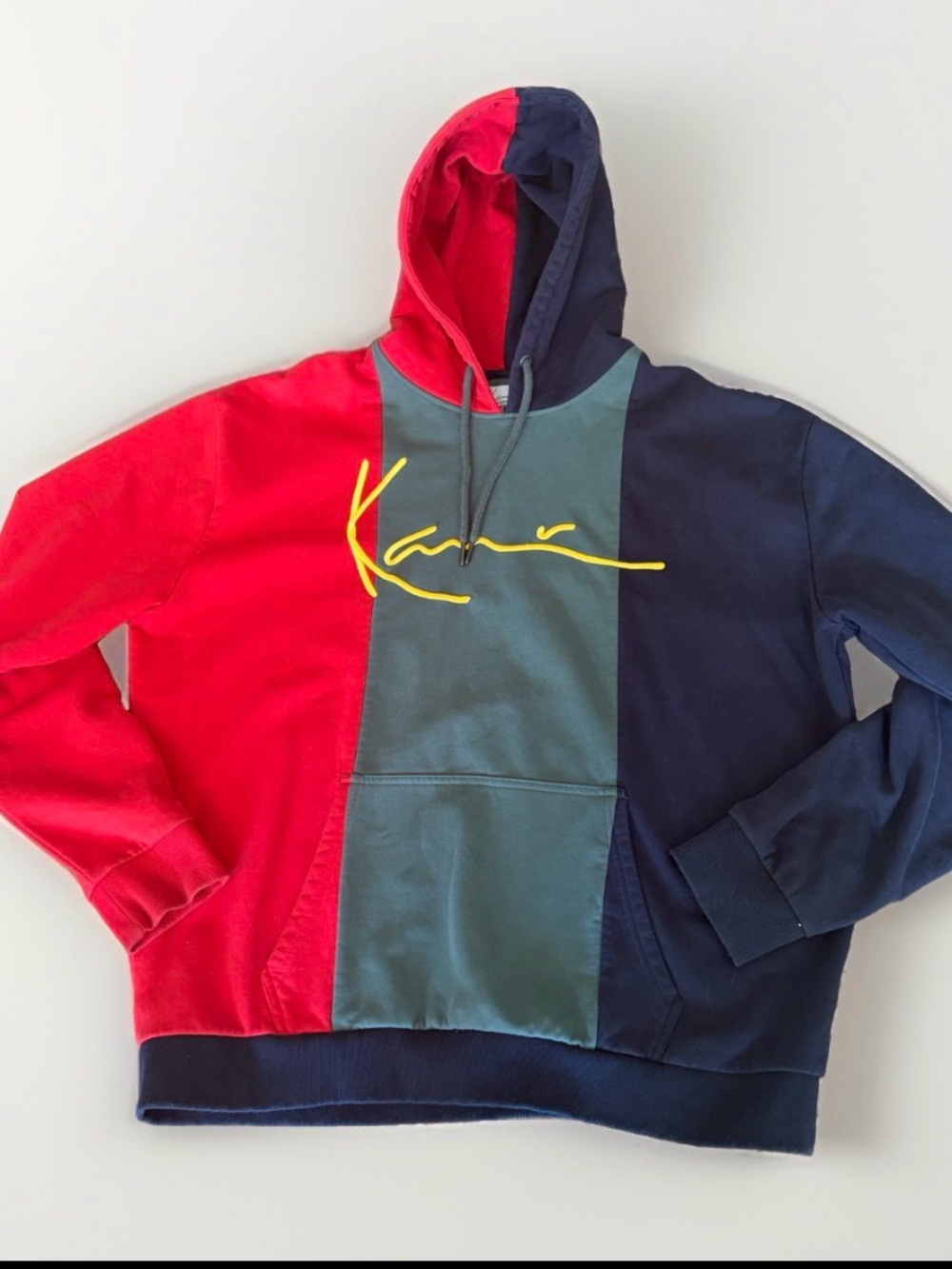 Karl Kani Vtg signature block hoodie Red, Olive & Navy men’s XXL